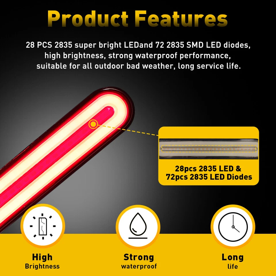 Casa rodante remolque camión luz trasera señal de giro freno parada reversa 100 LED que fluye Foto 2 de 4