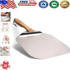Durable Aluminum Pizza Peel Paddle with Wood Handle - 12 Inch Culinary Essential