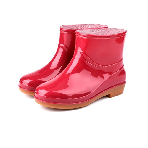 Damen Regenstiefel Mode Rutschfest Kurz Regenstiefel Rund Radian PVC Plas