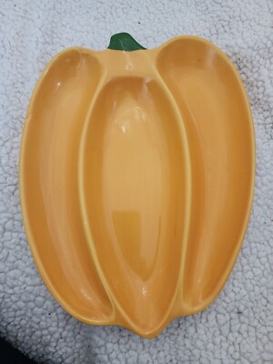 Ceramic Orange Pumpkin Divided Serving Dish from A. Santos Portugal