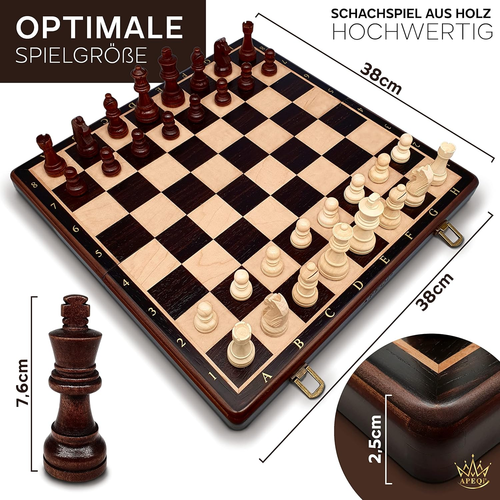 ® Scacchi Premium – Gioco Di Scacchi in Legno Di Alta Qualità – Legno Massello, - Foto 2 di 12