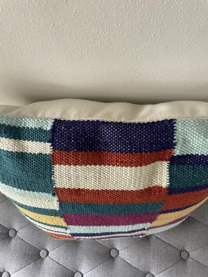 Beautiful Colorful 18” Striped Kilim Pillow Home Decorative Excellent - Image 4 of 4