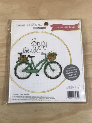 Dimensions ''Enjoy the Ride'' Cross Stitch Kit 6  Bicycle Flowers 72-75342 New NOS