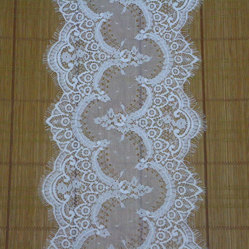LOT 3Meters Off White Rayon Chantilly Eyelash Double Edge Lace Trims Width 23 CM - Picture 3 of 4