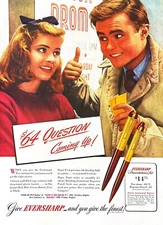 1946 EVERSHARP INK PENS Genuine Vintage Print Ad Prom Scene Teen Couple