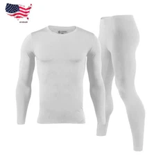 Mens Winter Ultra-Soft Fleece Lined Thermal Top & Bottom Long John Underwear Set