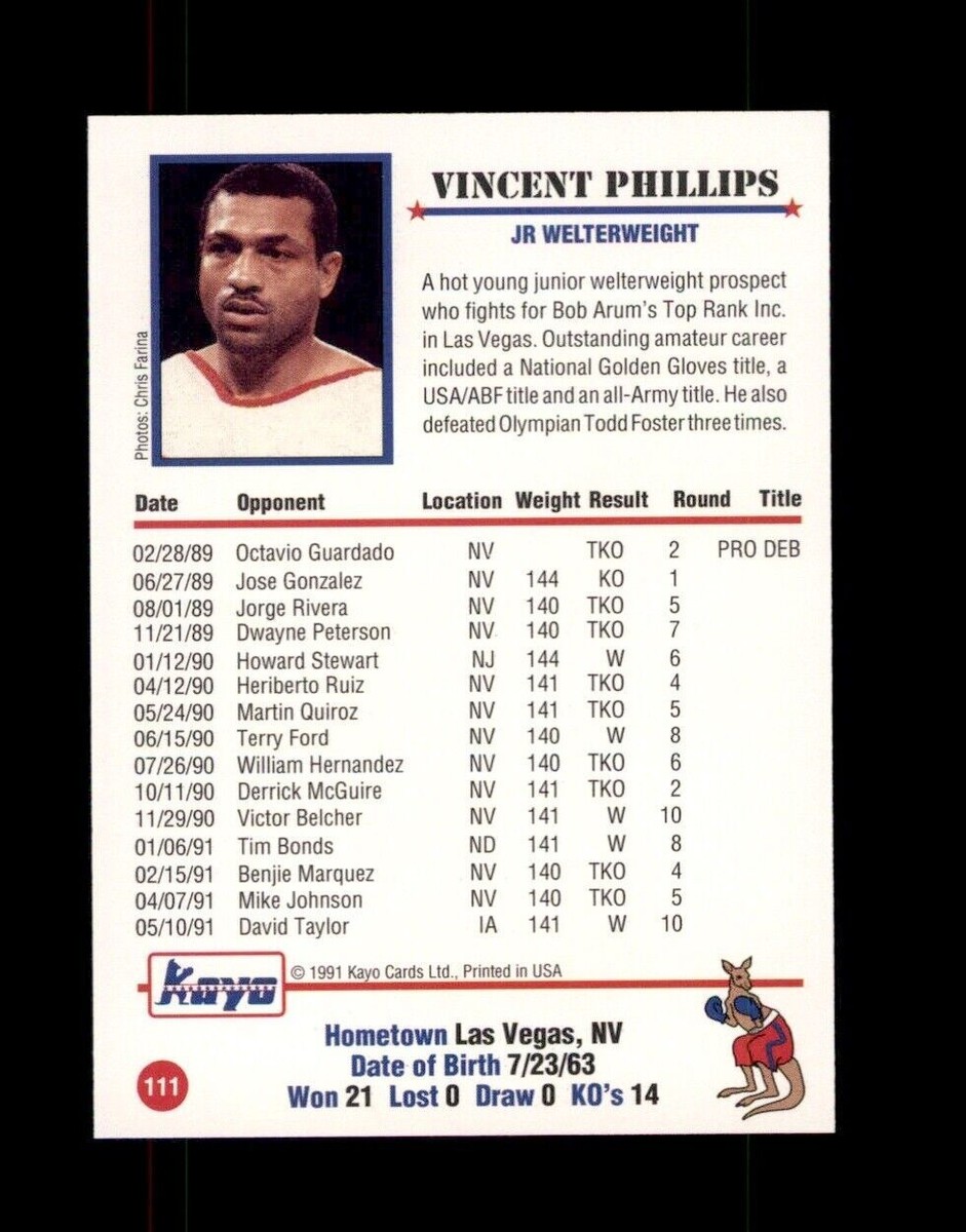 1991 Kayo SET BREAK #111 Vincent Phillips | eBay