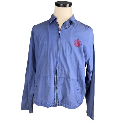 Polo By Ralph Lauren Mens 80s Blue Lightweight Zip Jacket W/Red Logo