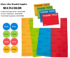 30-pcs EBAY BRANDED SUPPLIES multi set Tissue Paper-Stickers-Thank You Postcards