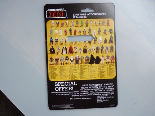 VINTAGE KENNER STAR WARS RETURN OF THE JEDI BIB FORTUNA FIGURE AND CARD BACK - Foto 3 di 5