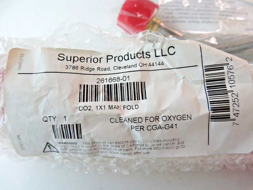 (2) Manguera Superior 261668-01 1x1 colector dióxido de carbono (CO2) PTFP-320-24 Foto 2 de 4