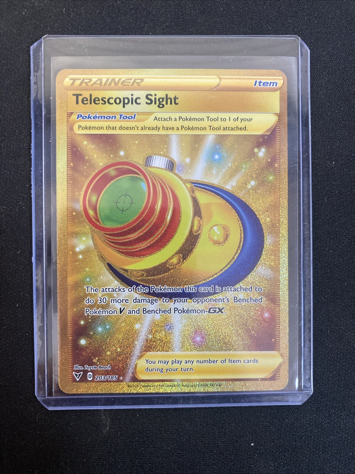 Telescopic Sight 203/185 Gold Secret Rare Card Pokémon Vivid Voltage - NM