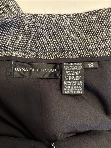 Dana Buchman 12 Pants Wool Silk Blend Lined Black White Tweed W/ Stretch - Picture 7 of 9
