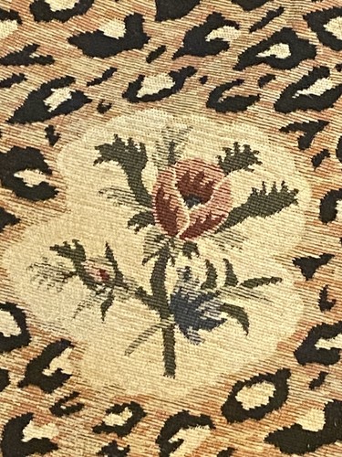 Vintage Round Upholstery Tapestry Rose Pillow Cover Tassels Leopard Print - Picture 3 of 7