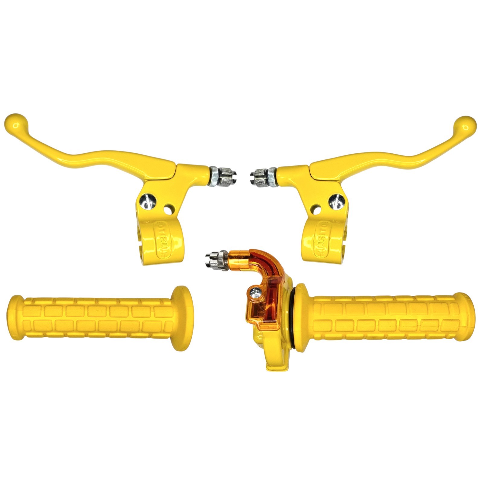 Kit poignée d'accélérateur et leviers jaune 22 mm pour guidon de moto et mobylette