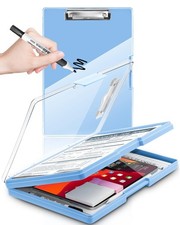 Clipboard with 2 Storage Dry Erase 8.5x11 Heavy Duty ClipBoards Aqua Blue
