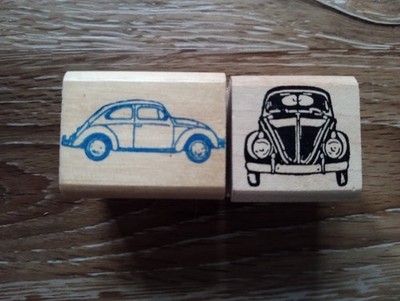 Lot 2 Small Vintage Volkswagon Rubber Stamps VW Bug Rubber Stamps