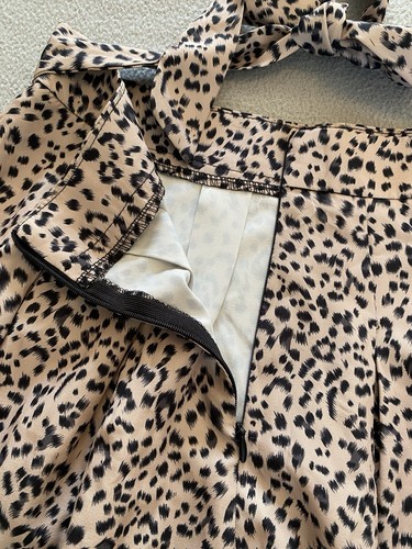 WOMENS SHORTS SZ SMALL 8-10 LEOPARD HIGH WAIST PLEAT SUMMER TIE BACK ZIP UP - Picture 4 of 8