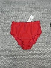 Vineyard Vines Textured Scallop High Waist Bikini Bottom Womens Small Orange New