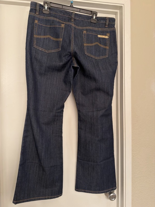 Michael Kors Womens Dark Wash Flare Leg Jeans Size 14 Cotton Blend