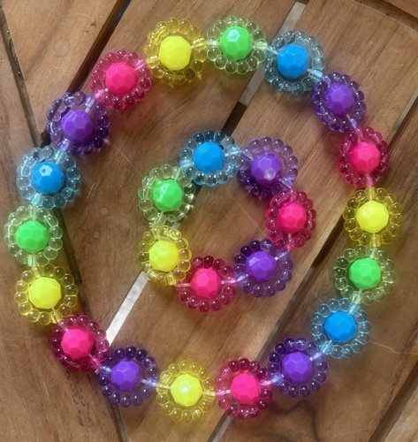 1980’s Dayglow Neon Bubble Necklace & Bracelet Set Girlhood Core Girl’s