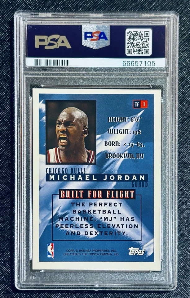 1995 TOPPS MICHAEL JORDAN #TF1 TOP FLIGHT PSA 7 ПОЧТИ КАК НОВЫЙ - Изображение 2 из 2