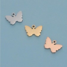 10pcs Polished Stainless Steel Butterfly Charms for diy Jewelry Making