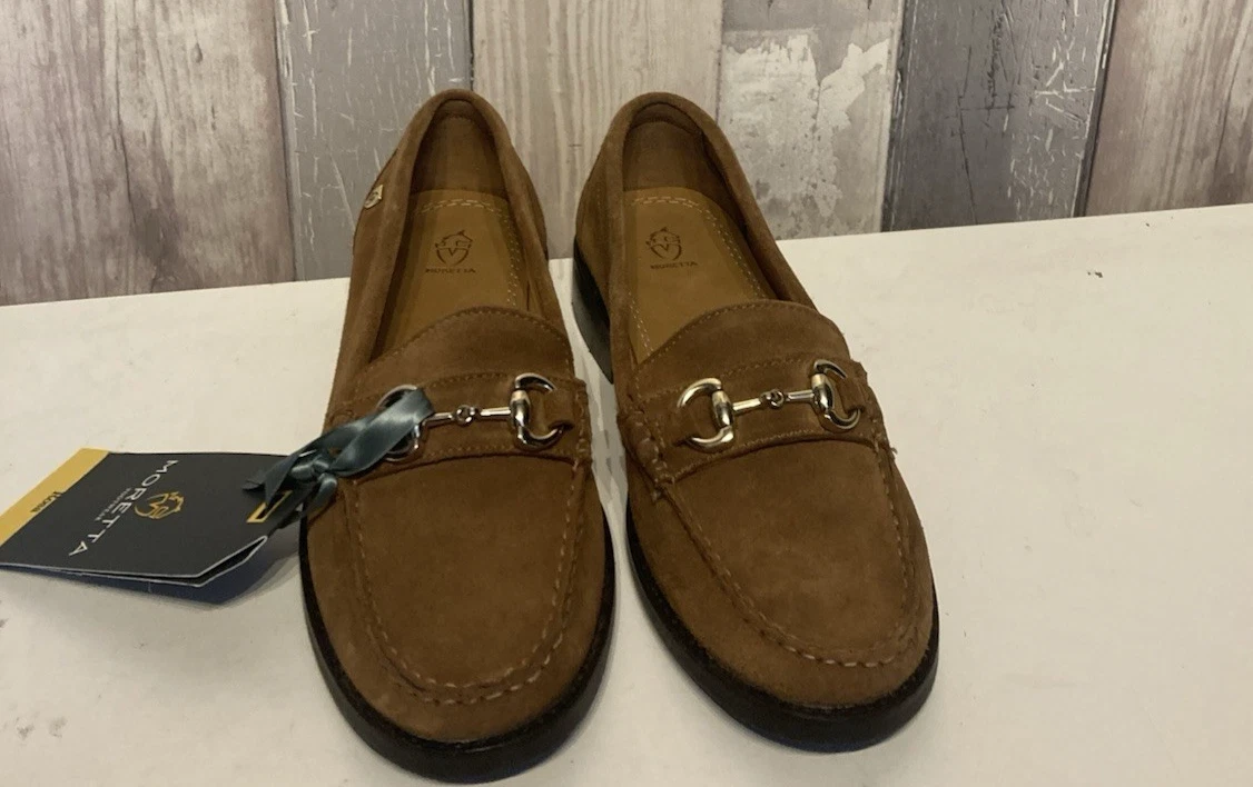 Moretta Rosa Tan Suede Leather Loafers Size UK 5 / EU 38 New with Tags