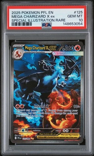 2025 POKEMON PFL EN-PHANTASMAL FLAMES #125 MEGA CHARIZARD X EX PSA 10