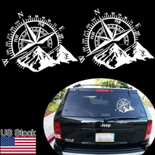 2pcs 10" White Compass Navigate Graphic Body Door Hood Rear Window Decal Sticker