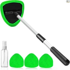 Windshield Cleaning Tool, Car Window Cleaner with 4 Reusable and Dark green