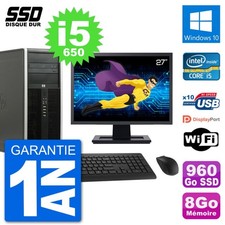 PC Tour HP 8100 Ecran 27" Intel Core i5-650 RAM 8Go SSD 960Go Windows 10 Wifi