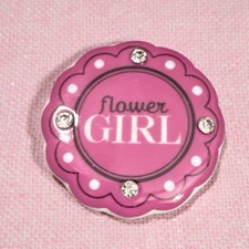 His  Hers Purple/Pink Flower Girl Ceramic Pin NWT