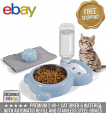 Dog Bowls, Cat Food and Water Bowl Set with Water Dispenser and Stainless Steel