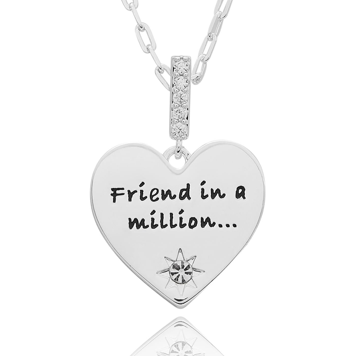 equilibrium Friend in a Million Silver Heart Necklace Gift Boxed