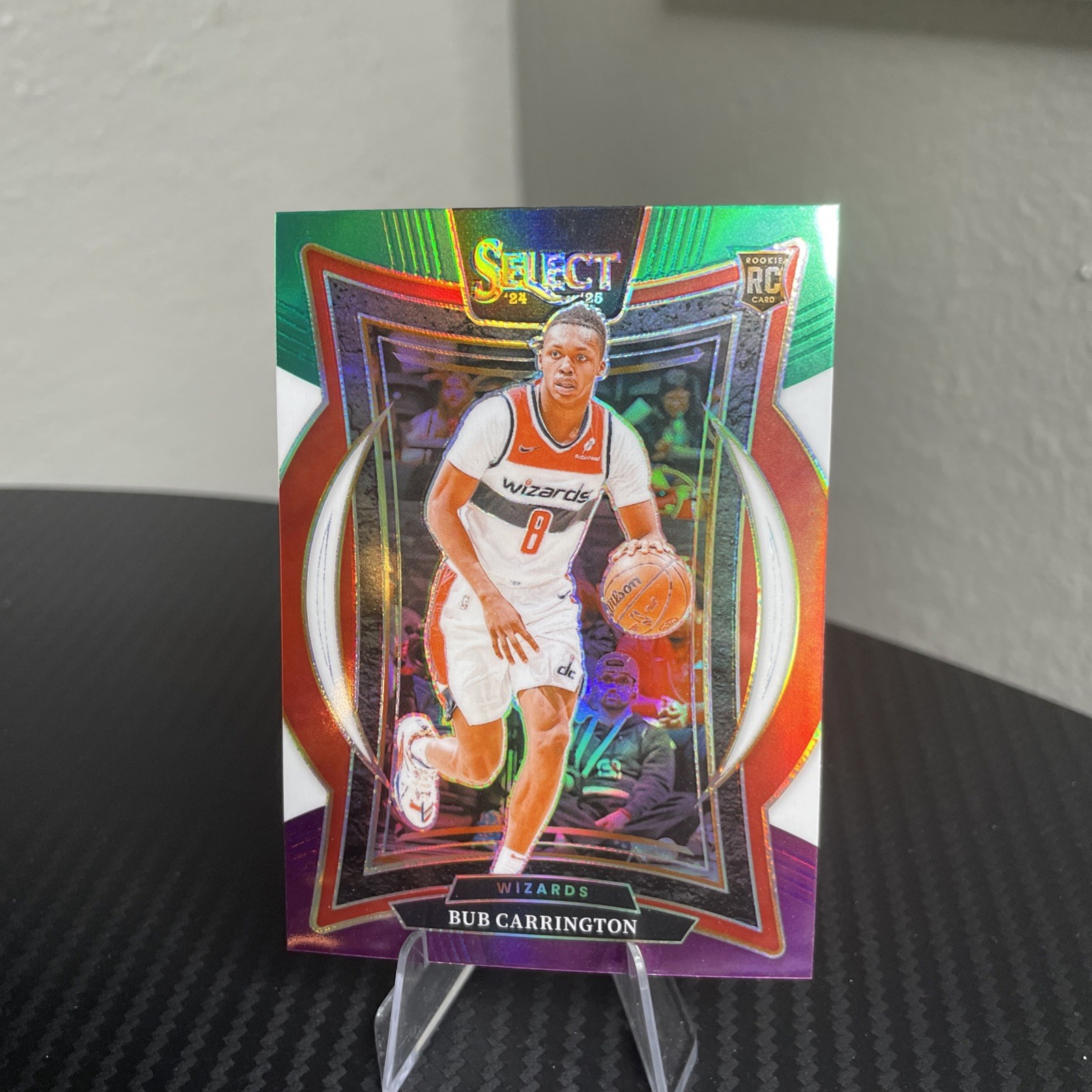 2024-25 Panini Select Bub Carrington #81 Green White Purple Prizm Rookie RC GEM