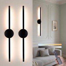Wireless LED Wall Sconces Set of 2   Battery Operated, Remote, Dimmable, Black