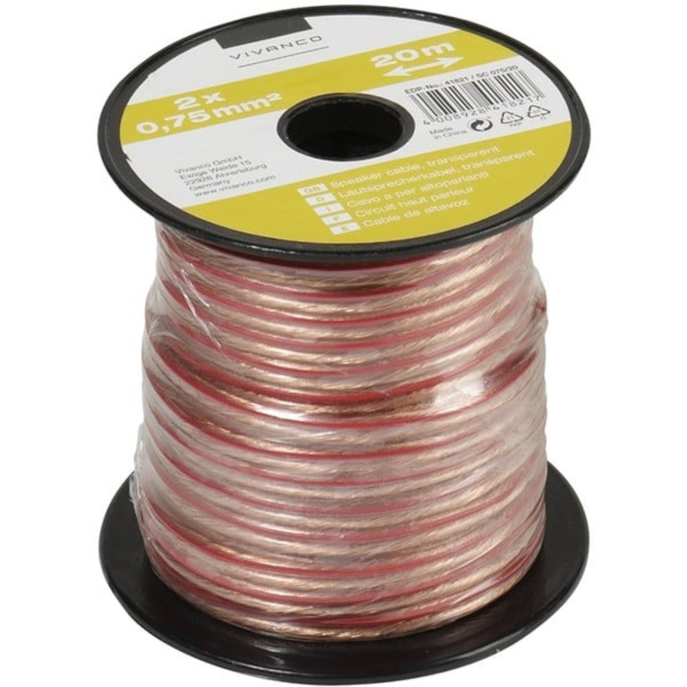 VIVANCO Lautsprecherkabel auf Minispule 2x 075 mm 20m 46821 1906839 2590₽