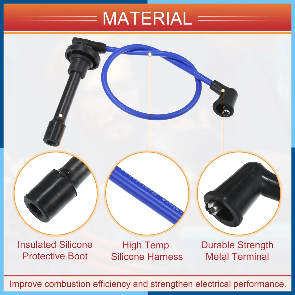Cable de bobina de encendido de cable de bujía de 4 piezas No.32722PM6B00 para Honda Civic CRX 88 Foto 4 de 4