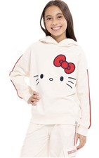 Hello Kitty Sanrio Ivory Hoodie Sweatshirt Printed Graphic Girls Sz XL 14-16 New