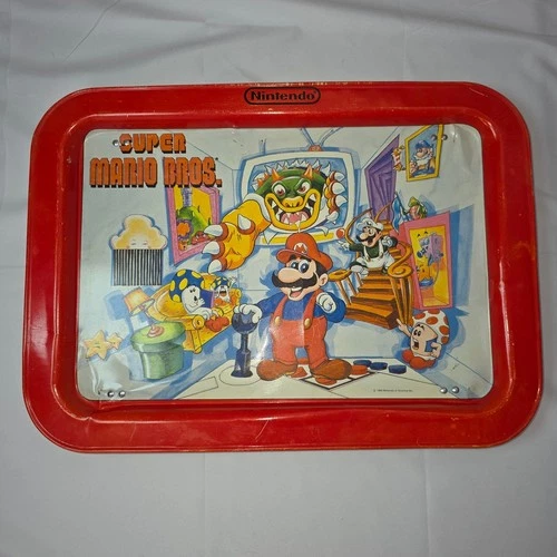 Vintage 1989 Nintendo Super Mario Bros Metal TV Tray Red Retro NES Collectible