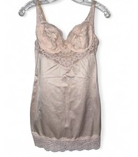Victoria s Secret Satin Lace Slip Dress 36B Nude Blush Lingerie Vintage Y2K