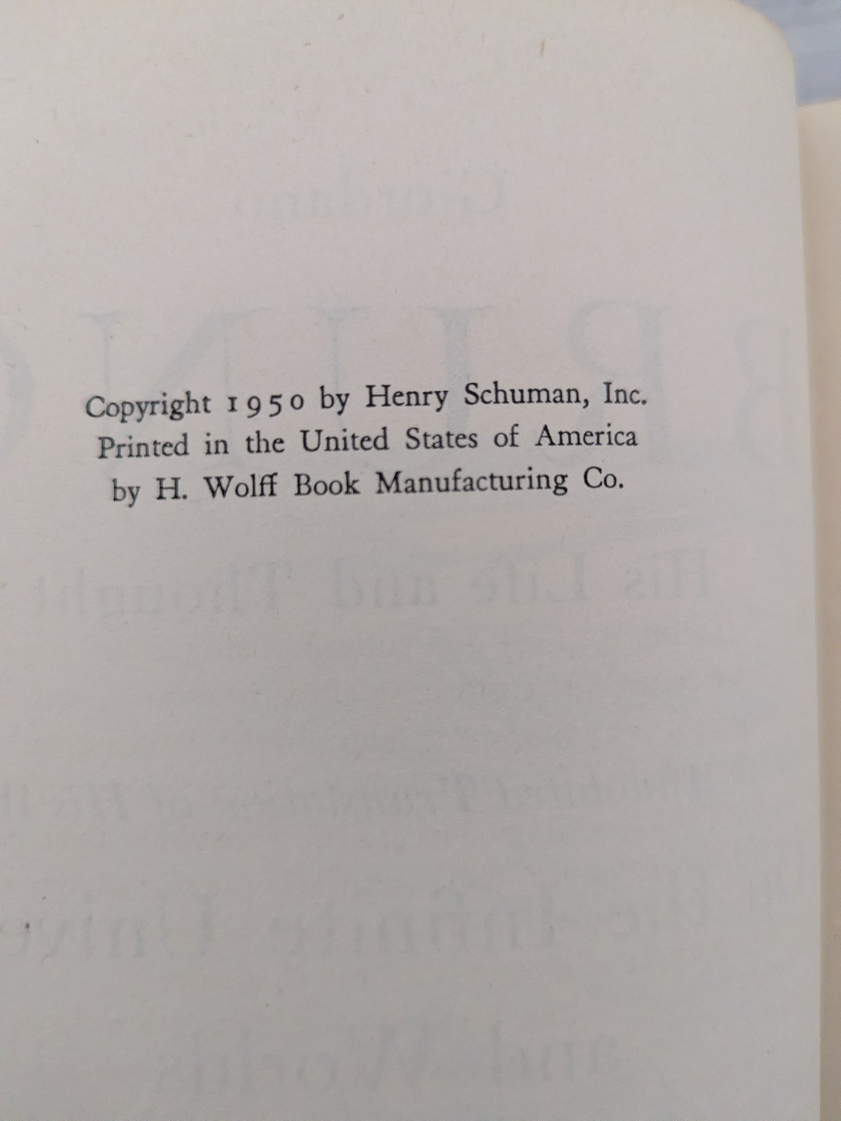 Bruno: His Life and Thought; Translation Infinite Universe and Worlds VG/HC/vntg