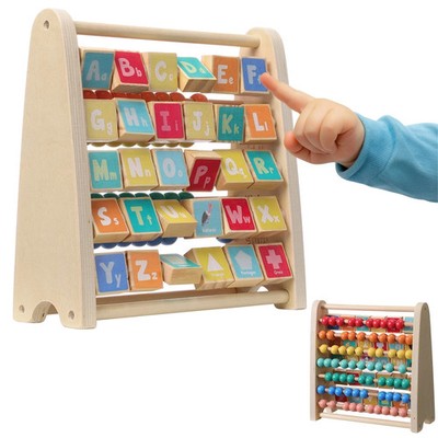 Navaris Holz Abakus Rechenschieber ABC Lernspielzeug Motorik Spielzeug Deutsch