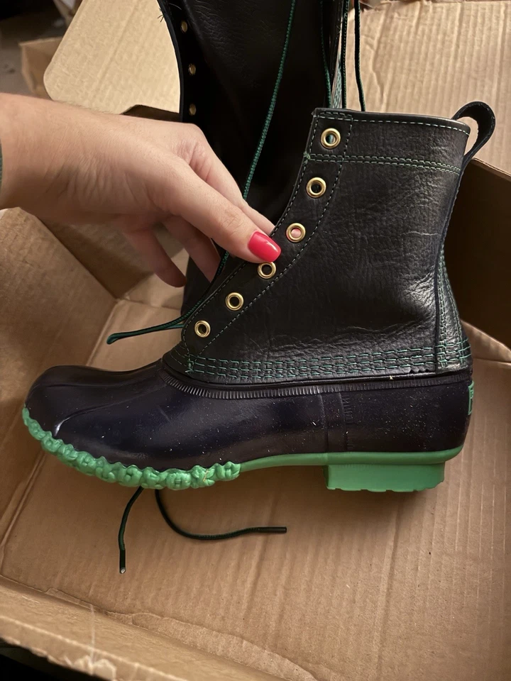 Raras Nuevas En Caja LL Bean Botas Para Mujer 9M Azul Marino Y Verde Foto 4 de 4