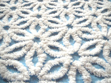 Vtg Chenille Bedspread Fabric Plush Hofmann Daisy Blue 33 X30 Large A