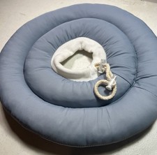 Soft Inflatable Padded Dog Recovery Collar Blue Adjustable Rope Closure