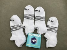 4 Pairs Women All-Purpose Performance White Bombas Honeycomb Ankle Socks Size M