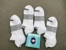 4 Pairs Women All-Purpose Performance White Bombas Honeycomb Ankle Socks Size M