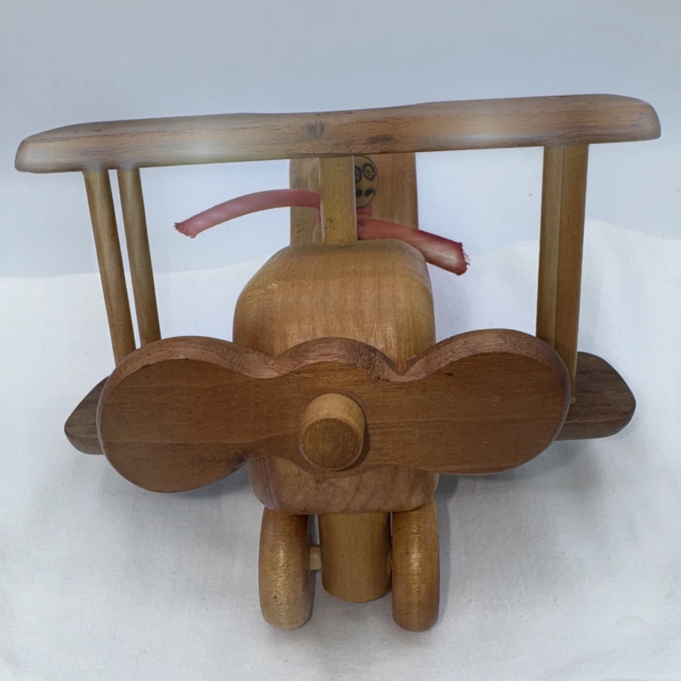 Handmade VTG Wooden Flying Ace Biplane - Image 2 of 4